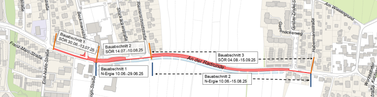 An Der Radrunde Karte_Bauabschnitte