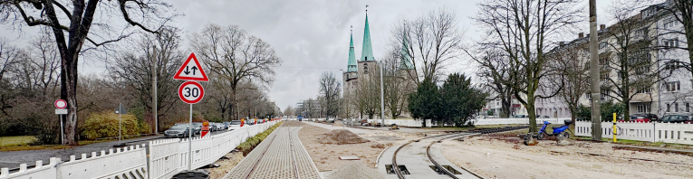 Bayreuther Straße - Berliner Platz - Straßenbahn Wendeschleife am Stadtpark