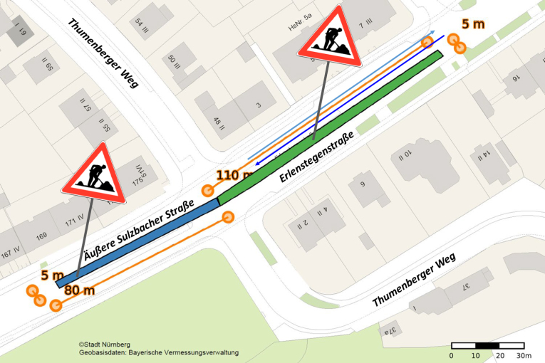 (Stadt Nürnberg) Äußere Sulzbacher Straße VAG Baustelle Gleisbau